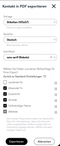 Kontakte in PDF exportieren